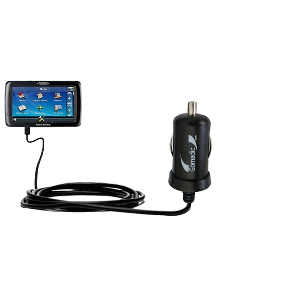 Gomadic Intelligent Compact Car / Auto DC Charger suitable for the Magellan Roadmate 5045 LM - 2A / 10W power at half the size. Uses Gomadic TipExchan
