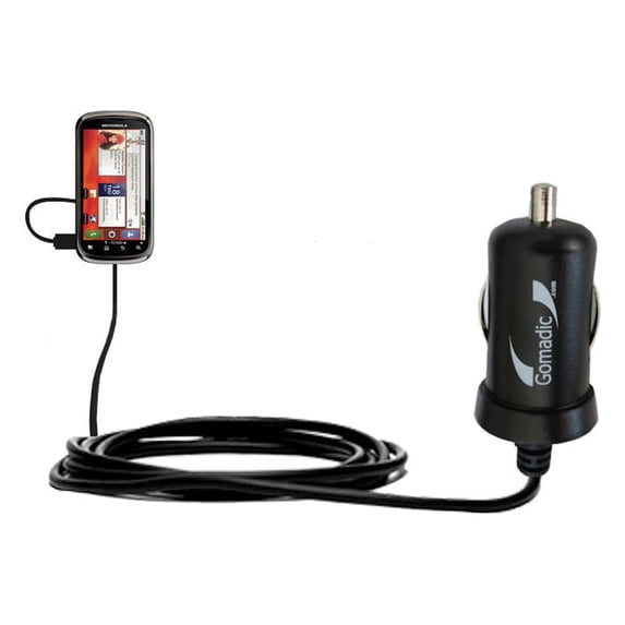 Gomadic Intelligent Compact Car / Auto DC Charger suitable for the Motorola CLIQ 2 - 2A / 10W power at half the size. Uses Gomadic TipExchange Technol