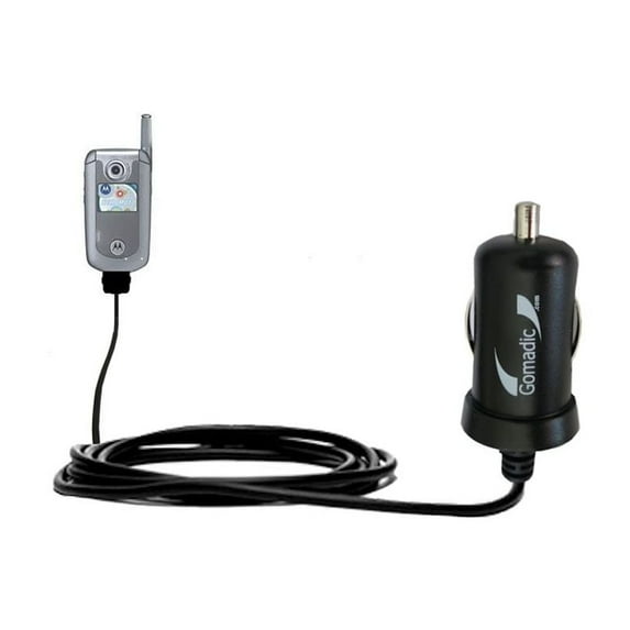 Gomadic Intelligent Compact Car / Auto DC Charger suitable for the Motorola E815 - 2A / 10W power at half the size. Uses Gomadic TipExchange Technolog