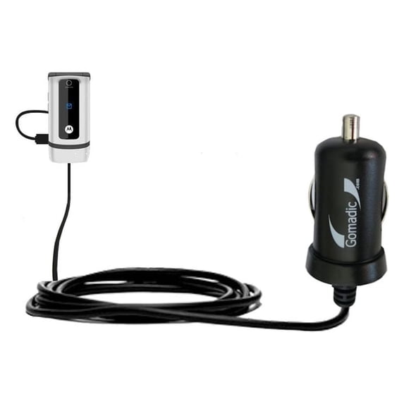 Gomadic Intelligent Compact Car / Auto DC Charger suitable for the Motorola W375 - 2A / 10W power at half the size. Uses Gomadic TipExchange Technolog