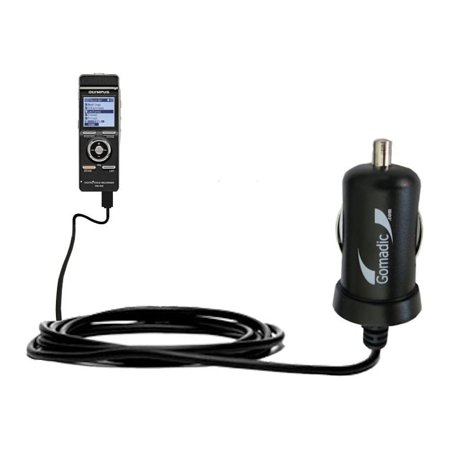 Gomadic Intelligent Compact Car / Auto DC Charger suitable for the Olympus DM-520 - 2A / 10W power at half the size. Uses Gomadic TipExchange Technolo