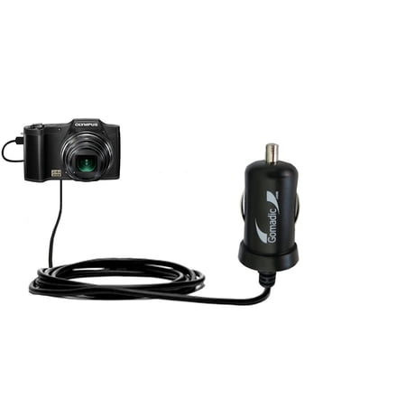 Gomadic Intelligent Compact Car / Auto DC Charger suitable for the Olympus SZ-14 - 2A / 10W power at half the size. Uses Gomadic TipExchange Technolog