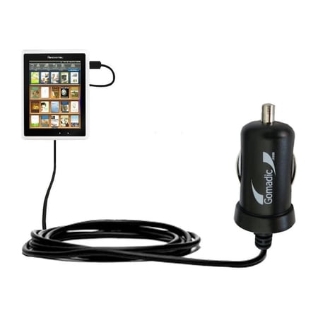 Gomadic Intelligent Compact Car / Auto DC Charger suitable for the Pandigital Novel eReader - 2A / 10W power at half the size. Uses Gomadic TipExchang