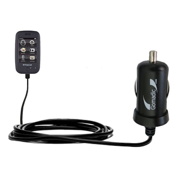 Gomadic Intelligent Compact Car / Auto DC Charger suitable for the Polaroid PMP283C-8 - 2A / 10W power at half the size. Uses Gomadic TipExchange Tech