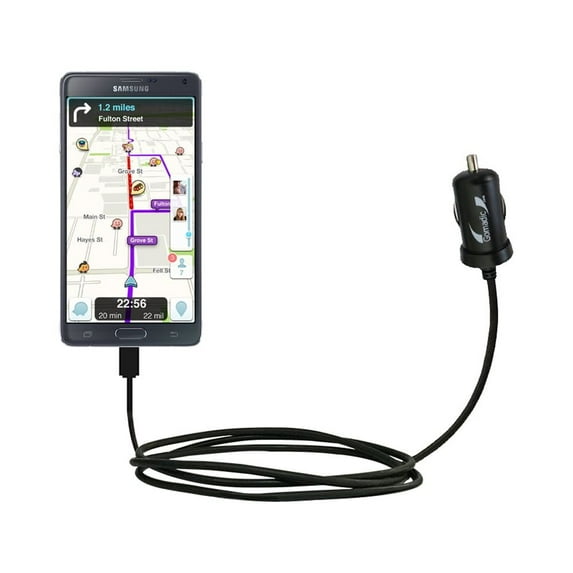 Gomadic Intelligent Compact Car / Auto DC Charger suitable for the Samsung Galaxy Note Edge - 2A / 10W power at half the size. Uses Gomadic TipExchang