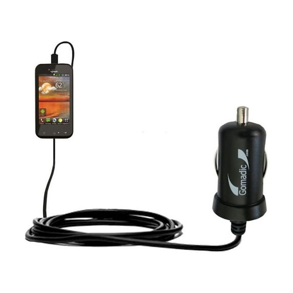 Gomadic Intelligent Compact Car / Auto DC Charger suitable for the T-Mobile myTouch Q - 2A / 10W power at half the size. Uses Gomadic TipExchange Tech