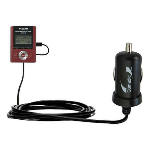 Gomadic Intelligent Compact Car / Auto DC Charger suitable for the Tascam MP-GT1 - 2A / 10W power at half the size. Uses Gomadic TipExchange Technolog