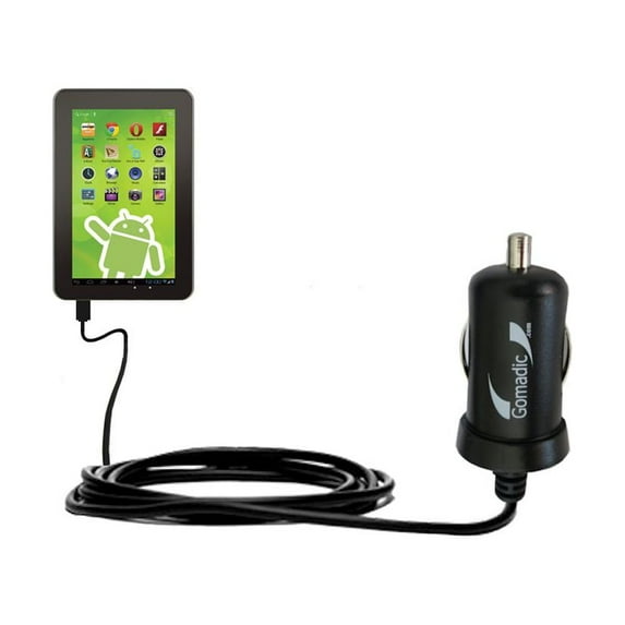 Gomadic Intelligent Compact Car / Auto DC Charger suitable for the Zeki Android Tablet TBQ1063B - 2A / 10W power at half the size. Uses Gomadic TipExc