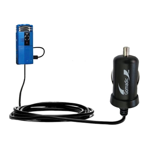 Gomadic Intelligent Compact Car / Auto DC Charger suitable for the Zoom Handy Video Recorder Q3 - 2A / 10W power at half the size. Uses Gomadic TipExc