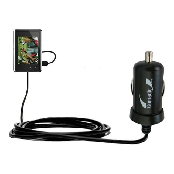 Gomadic Intelligent Compact Car / Auto DC Charger suitable for the FLO TV PTV 350 Personal Television - 2A / 10W power at half the size. Uses Gomadic