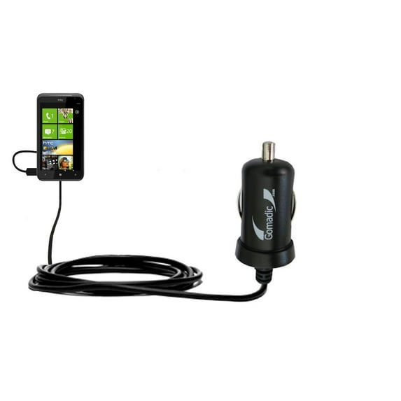 Gomadic Intelligent Compact Car / Auto DC Charger suitable for the HTC Titan - 2A / 10W power at half the size. Uses Gomadic TipExchange Technology