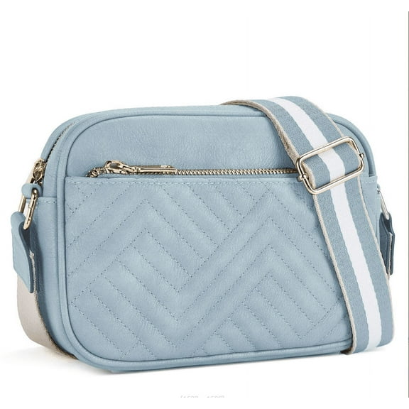 Gomayee Quilted Crossbody Bags for Women Vegan Leather Purses Small Shoulder Handbags with Wide Strap