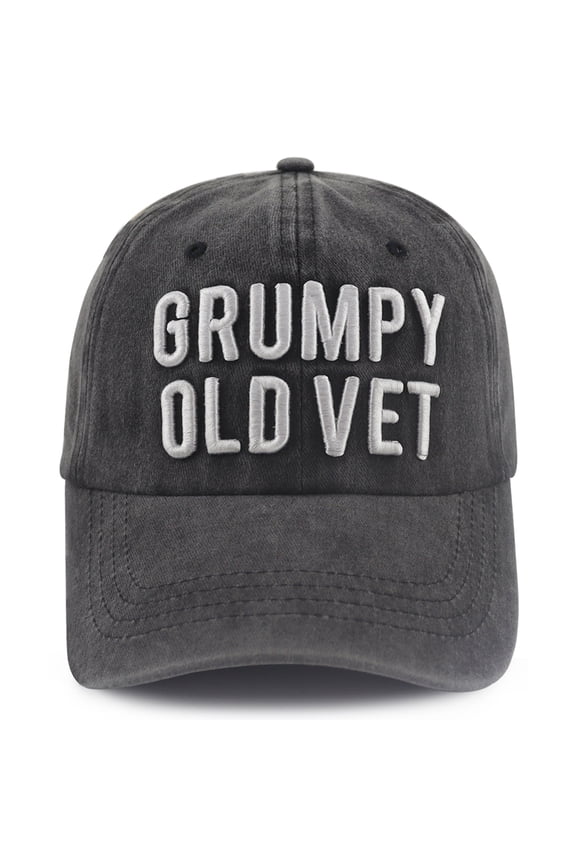Gomcdlwn Grumpy Old Vet Hat for Men Women, Funny Adjustable Cotton 3D Embroidered Army Military Veteran Baseball Cap