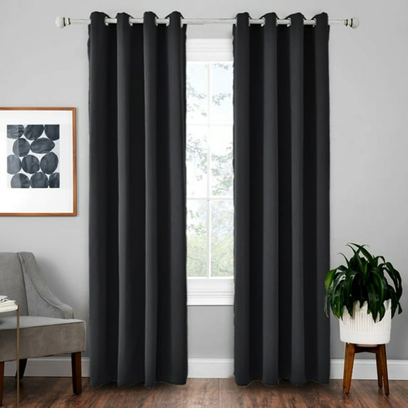 Gomelly Bedroom Windows Curtains Thermal Insulated Darkening Drapes Luxury Blackout Window Curtain Living Room Thick Solid Rooms Panel Energy Efficient Black W:52"xL:95"
