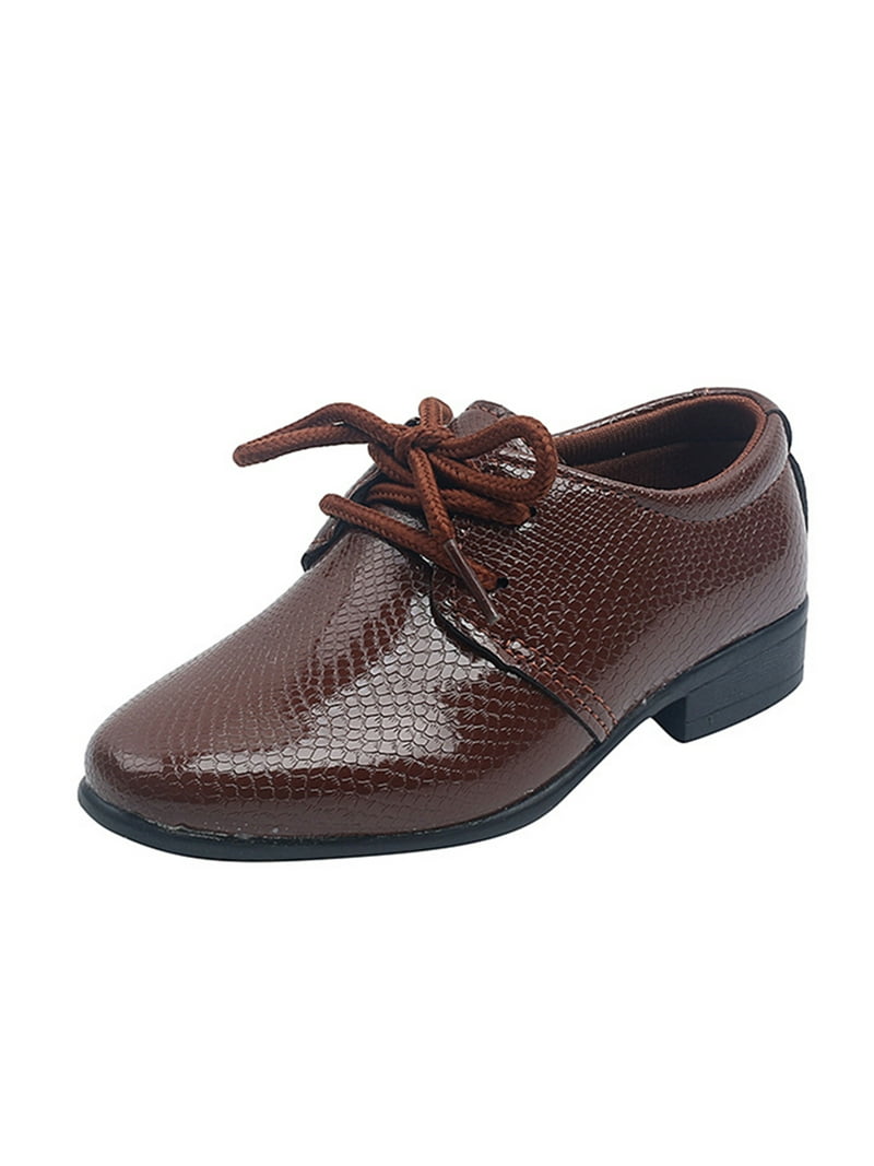 Gomelly Boys Dress Shoes Kids Pointed Toe Lace-Up School Uniform