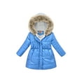 thumbnail image 1 of Gomelly Girl Jackets Hooded Neck Hoodies Warm Coat Girls Button Down With Pockets Sweatshirts Glossy Outwear 3157-7 Dark Blue 110cm, 1 of 9
