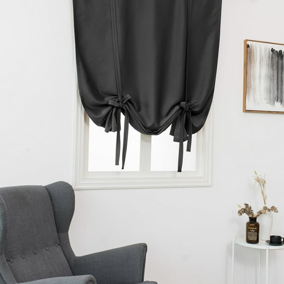 Gomelly Kitchen Valance Ruched Half Window Curtains Soft Short Blackout Curtain Light Blocking Home Windows Scarf Rod Pocket Slot Top Black 39.37 x 47.24"
