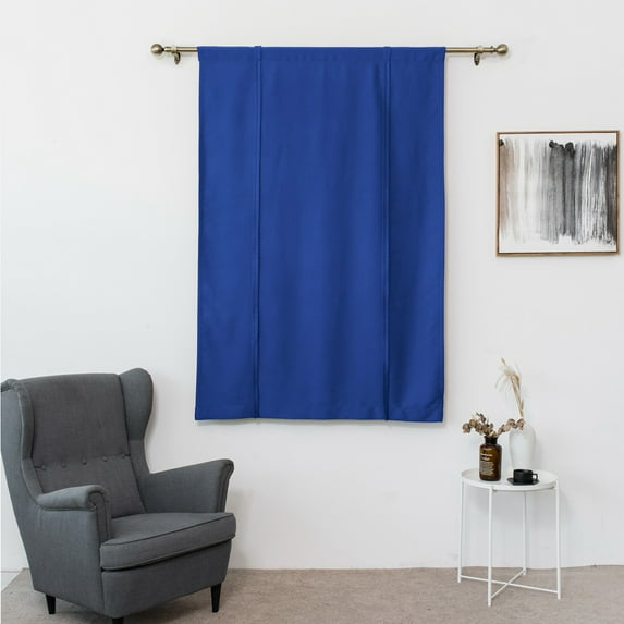 Gomelly Kitchen Valance Ruched Half Window Curtains Soft Short Blackout Curtain Light Blocking Home Windows Scarf Rod Pocket Slot Top Deep blue 47.24 x 47.24"