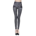thumbnail image 1 of Gomelly Ladies Denim Print Leggings High Waist Look Jeggings Stretch Fake Jeans Women Full Length Workout Bottoms Tummy Control Pencil Pants Black XL, 1 of 3