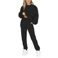 thumbnail image 1 of Gomelly Ladies Jogger Set Long Sleeve Sweatsuits Loose Fit Two Piece Outfit Women Thick Running Sweatshirts And Sweatpants Drawstring Lounge Sets Black XXL, 1 of 7