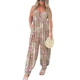 thumbnail image 1 of Gomelly Ladies Jumpsuits Sleeveless Long Romper With Pockets Wide Leg Pants Women Bohemian Summer Trousers V Neck Khaki XL, 1 of 2