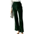 thumbnail image 1 of Gomelly Ladies Pants Wide Leg Palazzo Pant Baggy Bottoms Women Casual Cocktail Trousers Velvet Green L, 1 of 3