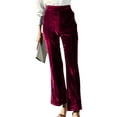 thumbnail image 1 of Gomelly Ladies Pants Wide Leg Palazzo Pant Baggy Bottoms Women Casual Cocktail Trousers Velvet Wine Red M, 1 of 3