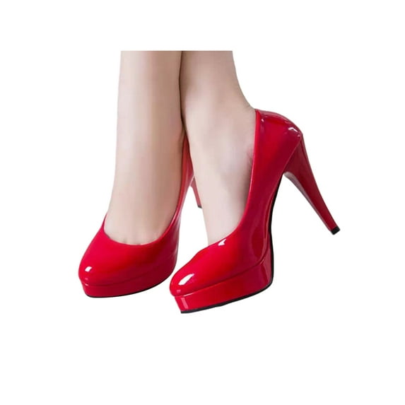 Gomelly Ladies Stiletto Heels High Heel Pump Shoe Slip On Heeled Pumps Lightweight Dress Shoes Office Wedding Red 6.5