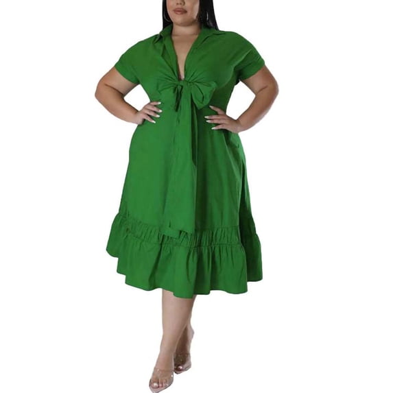 Gomelly Ladies Summer Maxi Dresses Short Sleeve Sundress Casual Loose Long Dress Women Oversized Beach Bohemian Green XL