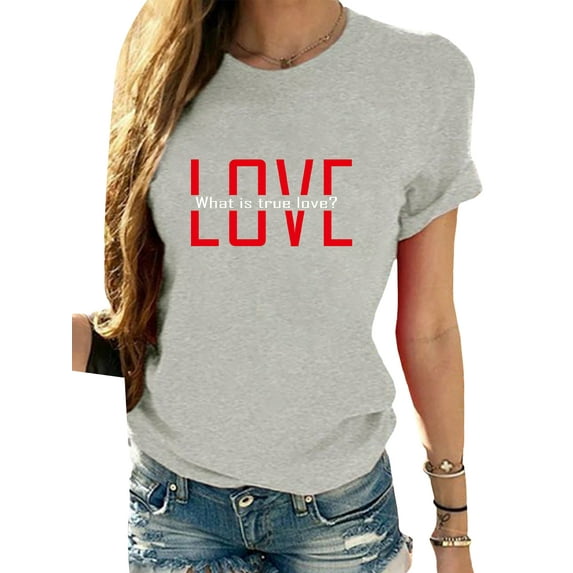 Gomelly Ladies Summer Tops Short Sleeve T Shirt Comfy T-shirt Women Casual Work Tunic Blouse Tee Light Gray L