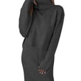 thumbnail image 1 of Gomelly Ladies Sweater Dress Long Sleeve Pullover Jumper Cable Knit Mini Dresses Women Casual Warm 020 Black Flower Ash M, 1 of 2