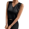 thumbnail image 1 of Gomelly Ladies T Shirts V Neck Tank Tops Sexy Summer Top Women Boho Party Vest Satin Silk Black L, 1 of 6