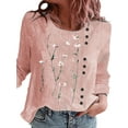 thumbnail image 1 of Gomelly Ladies T-shirt Crew Neck Summer Tops Breathable T Shirt Women Soft Dailywear Tee Long Sleeve Pullover Pink XL, 1 of 2