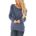 thumbnail image 1 of Gomelly Ladies T-shirt Crew Neck Sweatshirt Casual Pullover Women Loose Fit Work Tops Long Sleeve Blue L, 1 of 7