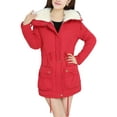 thumbnail image 1 of Gomelly Ladies Thickened Jacket Long Sleeve Outwear Coat Women Winter Warm Trench Coats Overcoat Red 2XL, 1 of 5