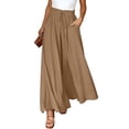 thumbnail image 1 of Gomelly Ladies Trousers Cotton Linen Palazzo Pant Loose Fit Pants Women Casual Holiday Bottoms High Waist Khaki XS, 1 of 8