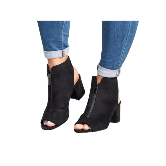 Gomelly Lady Casual Shoes Peep Toe Heeled Sandal Chunky Heels Sandals Wear Resistant Ankle Boot Parties Outdoor Dress Shoe Black 6