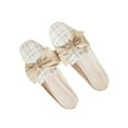 thumbnail image 1 of Gomelly Lady Mules Closed Toe Summer Slipper Slip On Slippers Wear Resistant Flats Work Dates Slides Apricot Bow 5, 1 of 3