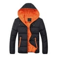 thumbnail image 1 of Gomelly Men Overcoats Color Block Outwear Warm Coat Mens Casual Winter Down Coats Long Sleeve Puffer Jacket Black Orange L, 1 of 2