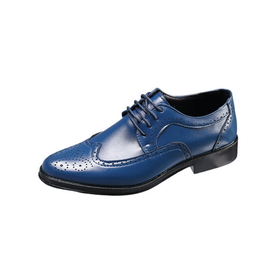 Gomelly Men Oxfords Formal Dress Shoes Wingtips Brogues Lightweight Leather Shoe Work Wedding Blue 10