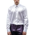 thumbnail image 1 of Gomelly Men Shirt Luxury Tops Casual Dress Mens Solid Party Satin Silk White XS, 1 of 5