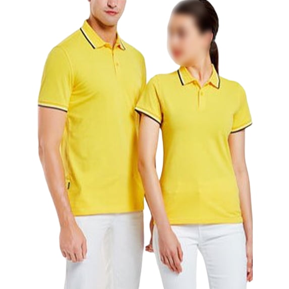 Gomelly Men Shirt Two Buttons Top Polo Casual Gentleman Beathable Spring Blouse Solid Color V Neck Yellow (2099) 2XL