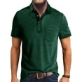 thumbnail image 1 of Gomelly Men Summer Tops Button T Shirts Solid Polo Shirt Mens Casual Tennis Tee Short Sleeve T-shirt Green L, 1 of 4