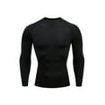 thumbnail image 1 of Gomelly Men Summer Tops Crew Neck Compression Shirts Moisture Wicking Sport T Shirt Mens Casual Fall Tee Solid Color Muscle T-shirt Black M, 1 of 2