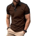 thumbnail image 1 of Gomelly Men T Shirts Lapel Neck Polo Shirt Slim Fit Summer Tops Mens Casual Work Tee Button T-shirt Brown XL, 1 of 4