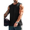 thumbnail image 1 of Gomelly Men Tank Tops Solid Color Muscle Shirts Comfy Summer Men's Soft Sport Tee Henley Neck Vest Black S, 1 of 7
