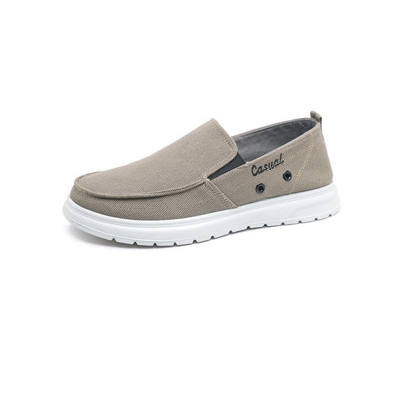 Gomelly Men's Casual Cloth Shoes Canvas Slip on Loafers Leisure Vintage Flat Boat Shoes Coffee 8