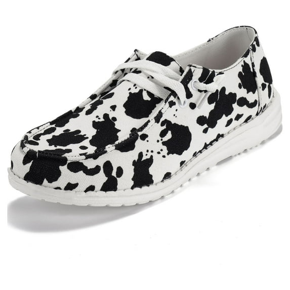 Gomelly Mens Canvas Slip On Shoes Casual Sneakers Comfort Walking Flats Lightweight Loafers Shoes Cow Pattern 9.5