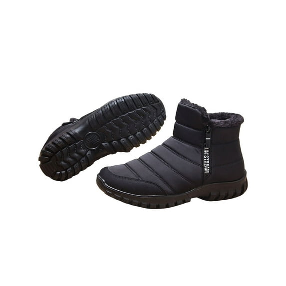 Gomelly Mens Fashion Snow Boots Zipper Winter Shoes Anti-Slip Ankle Booties Waterproof Boots for Men