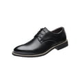 thumbnail image 1 of Gomelly Mens Flats Round Toe Oxford Shoe Lace Up Dress Shoes Nonslip Leather Wedding Party Black 8.5, 1 of 5